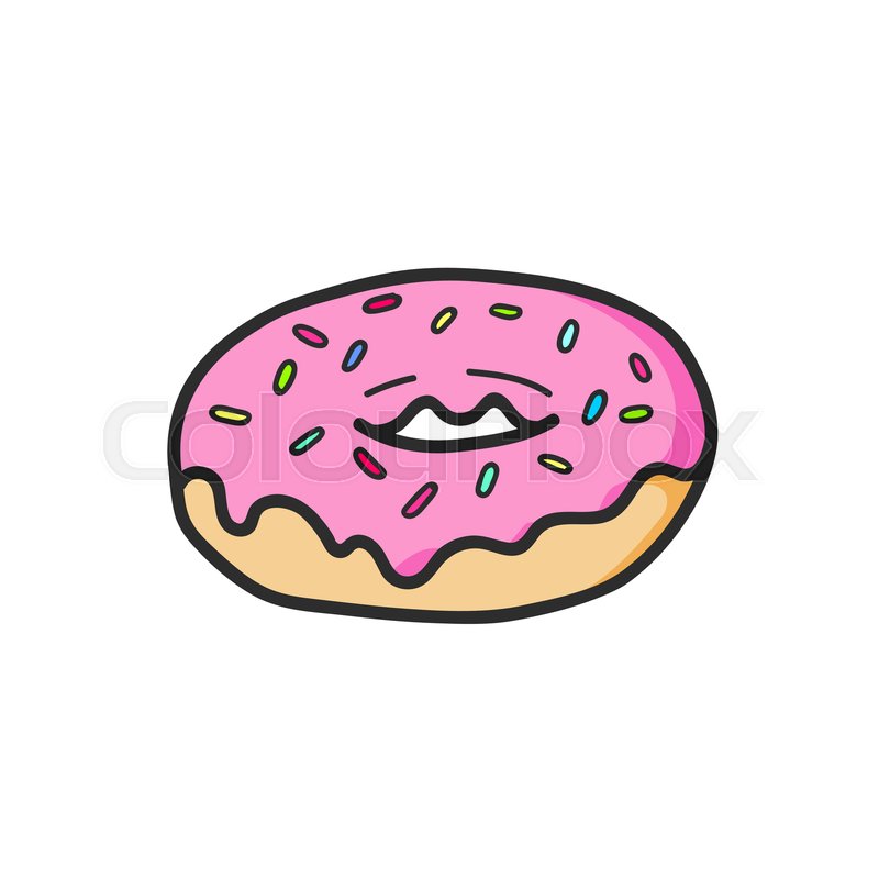 800x800 Cute Pink Donut Drawing Junk Food Stock Vector Colourbox