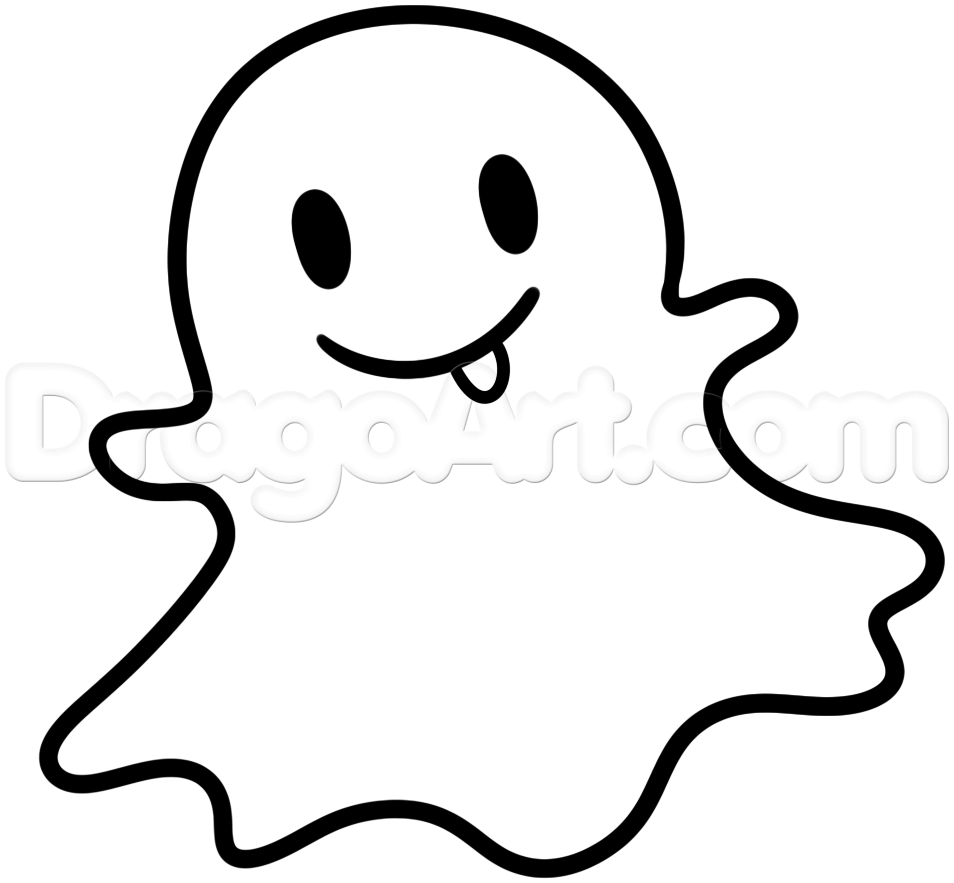 Ghost Draw Drawing Easy Snapchat Outline Cute Line Step Clipartmag Sketch C...
