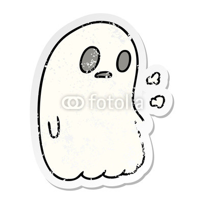 400x400 Distressed Sticker Cartoon Of A Kawaii Cute Ghost Buy Photos