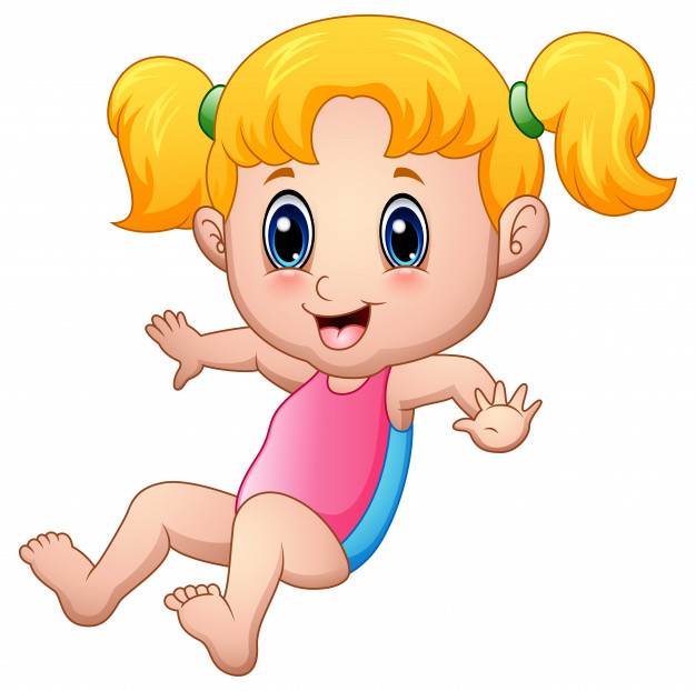 626x622 Cute Girl Cartoon Wearing A Pink Bathing Suit Vector Premium