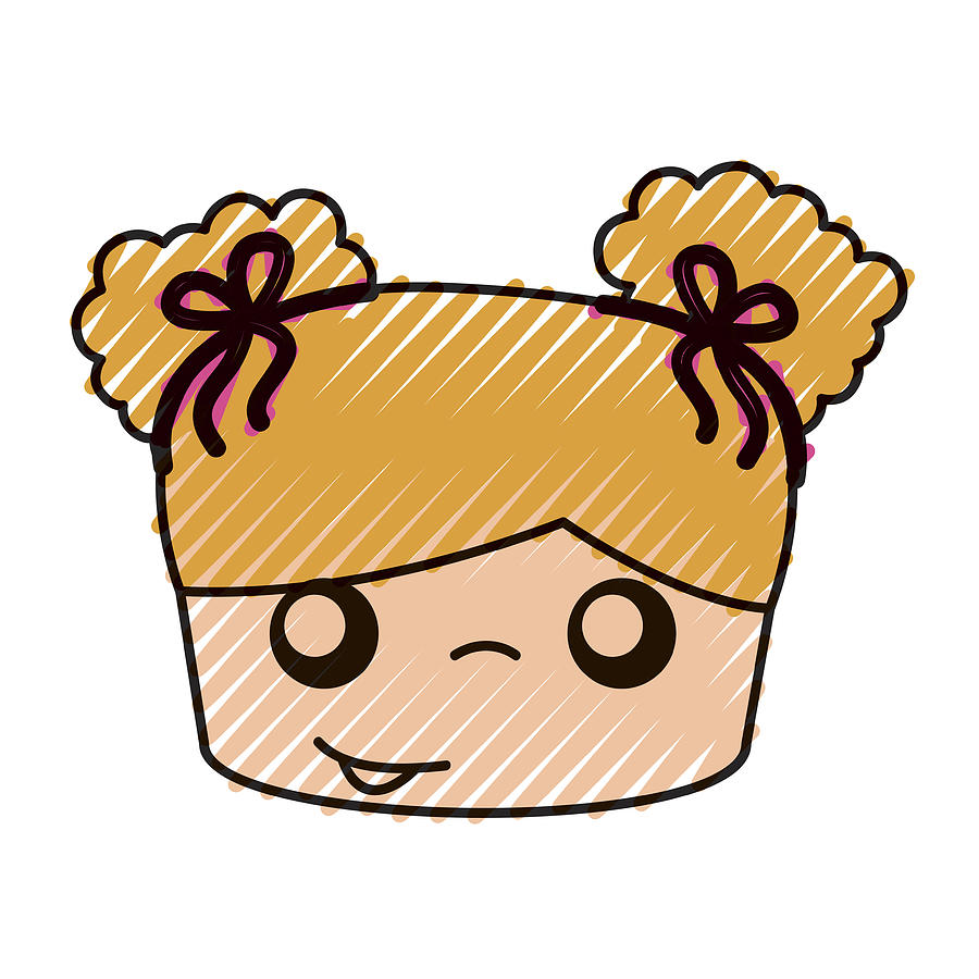 900x900 Cute Girl Head Drawing Character