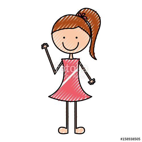 500x500 Cute Girl Drawing Character Vector Illustration Design Stock