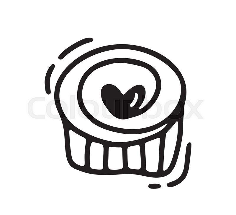 800x727 monoline cute muffin with heart stock vector colourbox