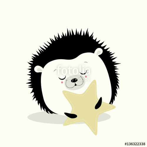 500x500 Illustration Cute Hedgehog With Eyes Closed, Holds In Paws