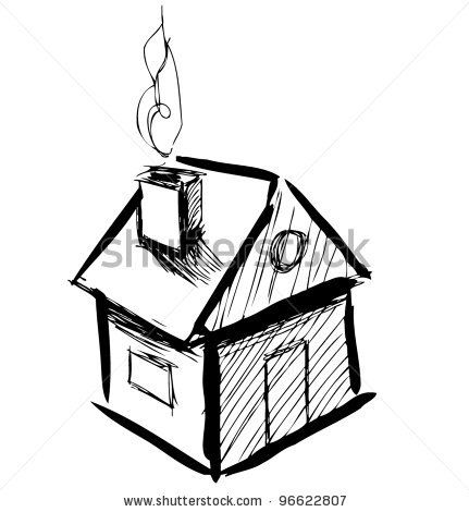 431x470 Cute Little House With Smoke Sketch Vector Illustration