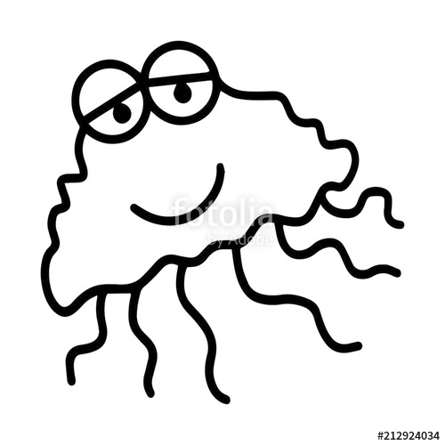 500x500 Cute Jellyfish Cartoon Illustration Isolated On White Background