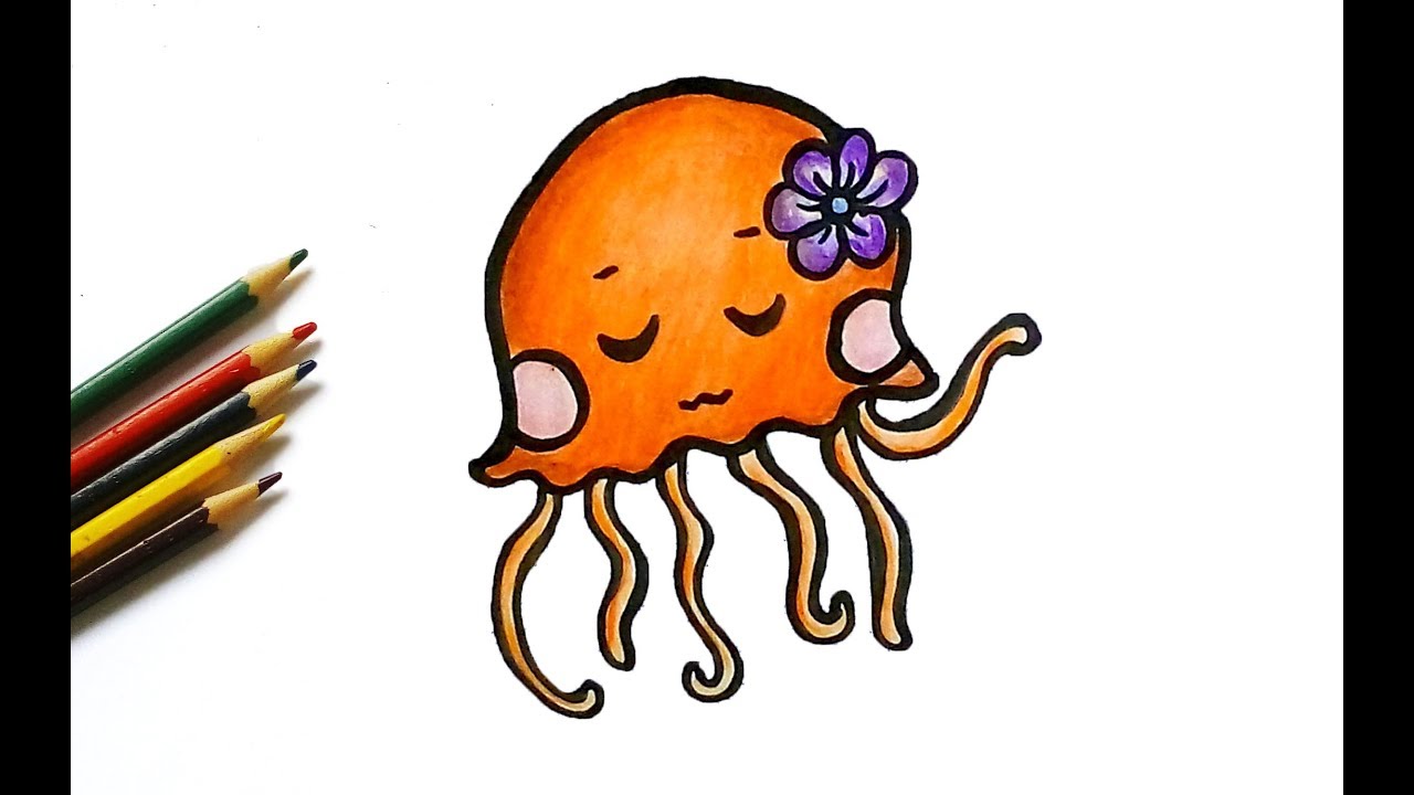 1280x720 How To Draw Cute Jellyfish For Kids Easy Drawing Tutorial