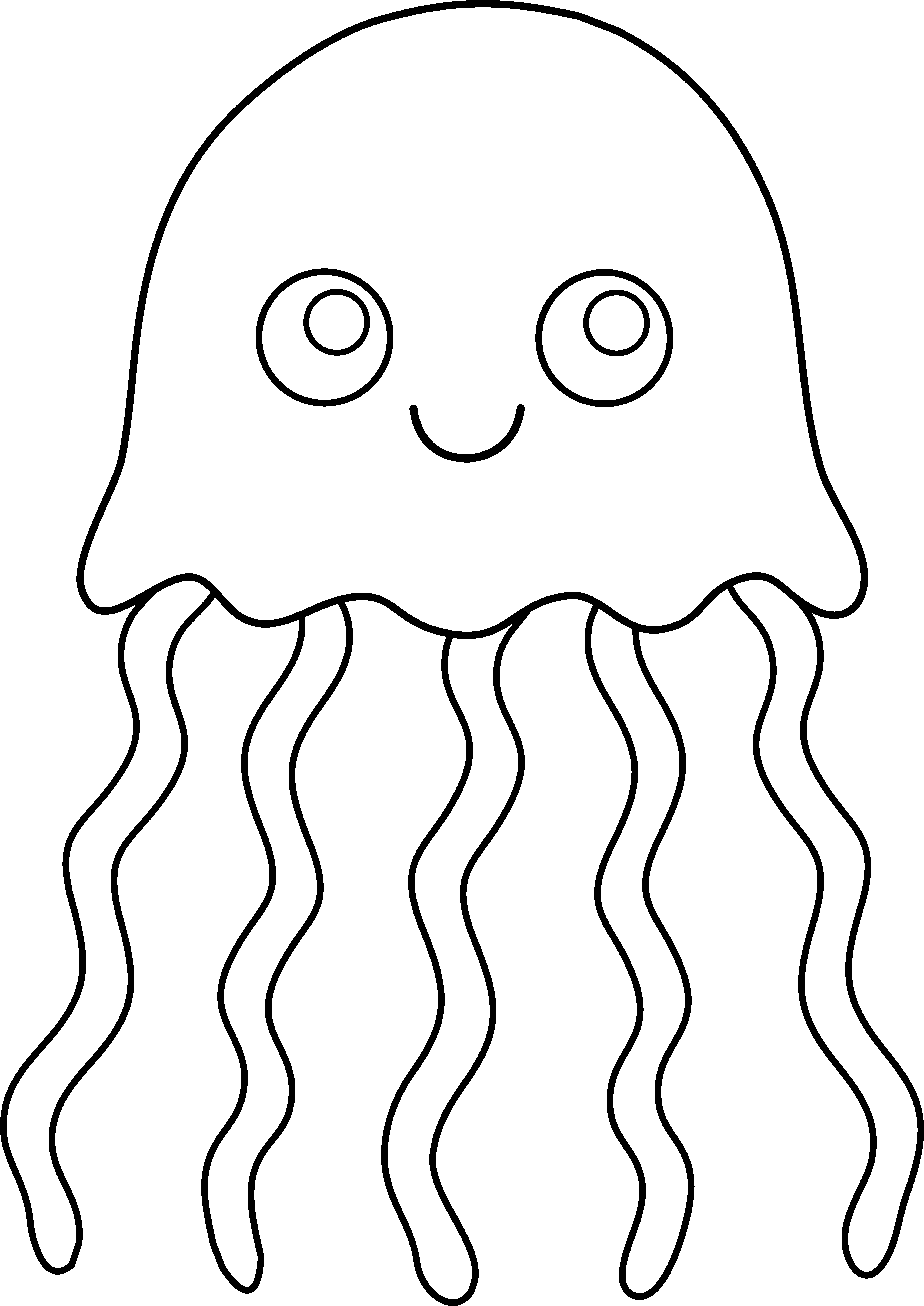 5267x7440 Cute Colorable Jellyfish