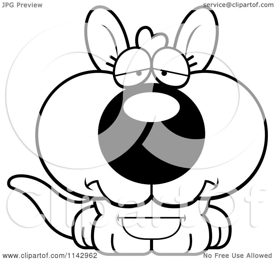 1080x1024 Cartoon Clipart Of A Black And White Cute Depressed Kangaroo