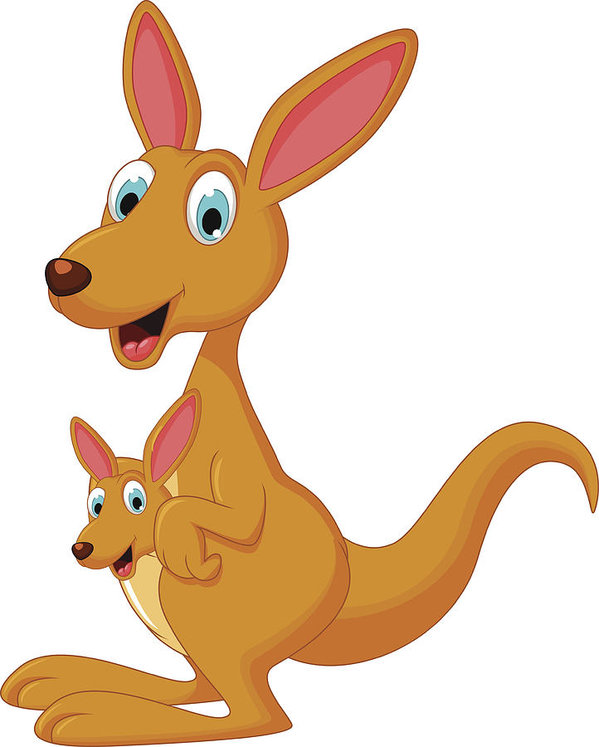 599x747 Cartoon Kangaroo Carrying A Cute Joey Art Print