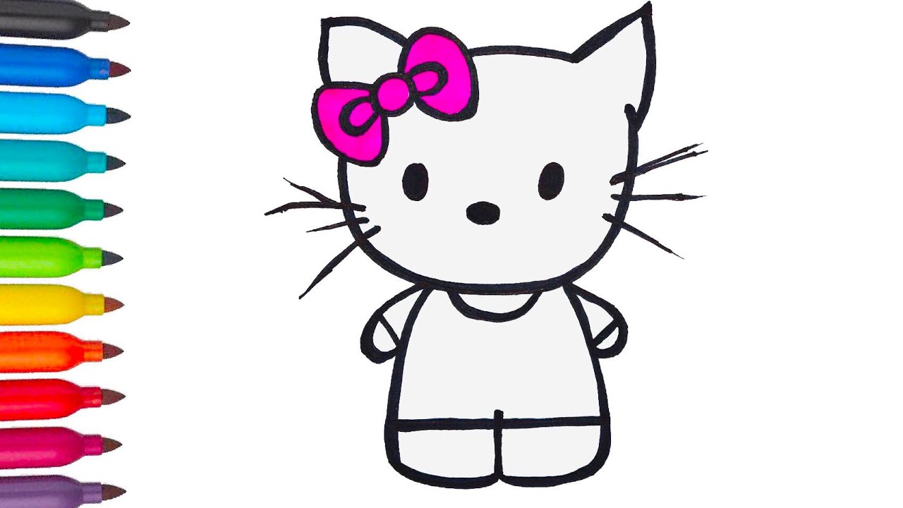 1280x720 Hello Kitty Cute Kitten Drawing And Coloring For Kids Learn How