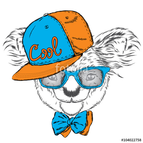 500x500 Cute Koala In A Cap And A Tie Koala Vector Greeting Card