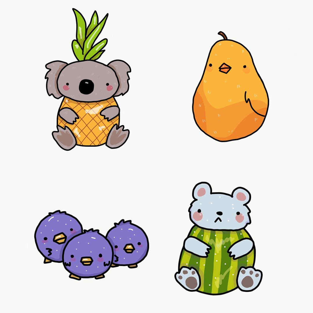 1080x1080 Fruit Animals I Might Make Into Stickers With My Friend