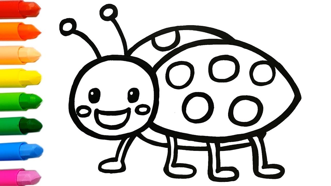 1280x720 Cute Ladybug Drawing And Coloring Learn Colors For Kids