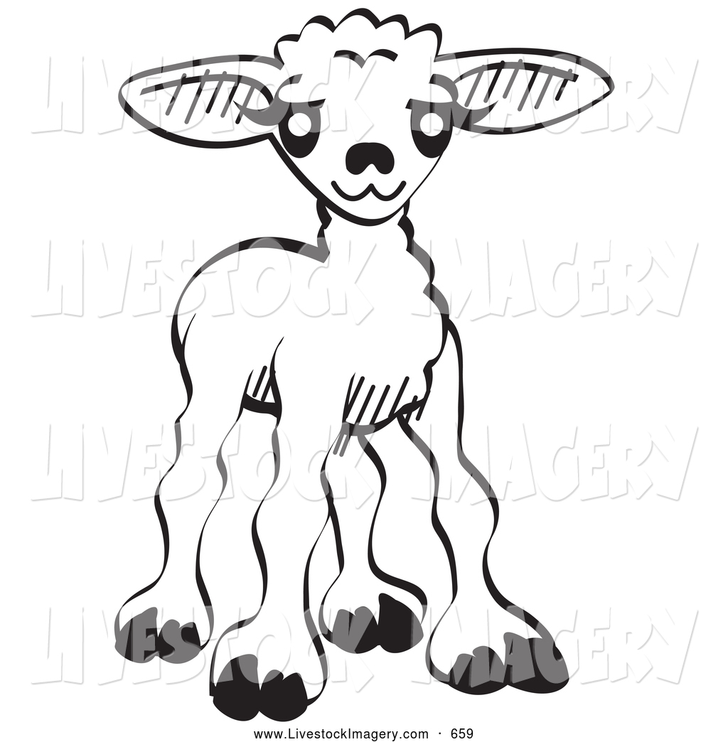 1024x1044 Clip Art Of A Cute Little Baby Lamb, Black And White