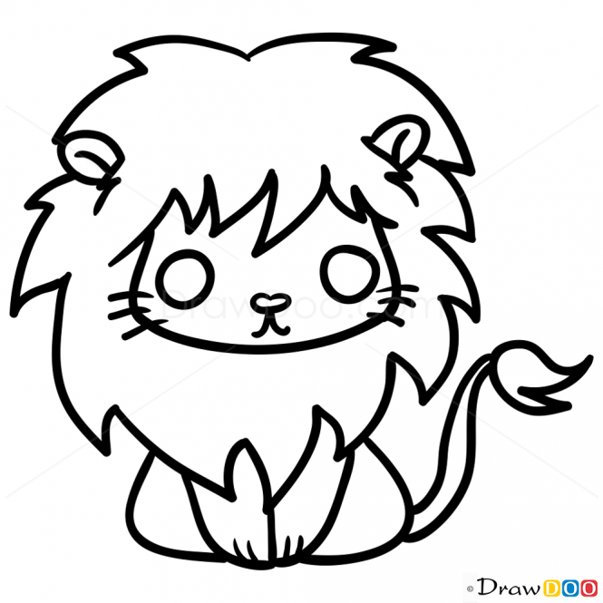 665x665 How To Draw Lion, Chibi H P For In Lion Drawing