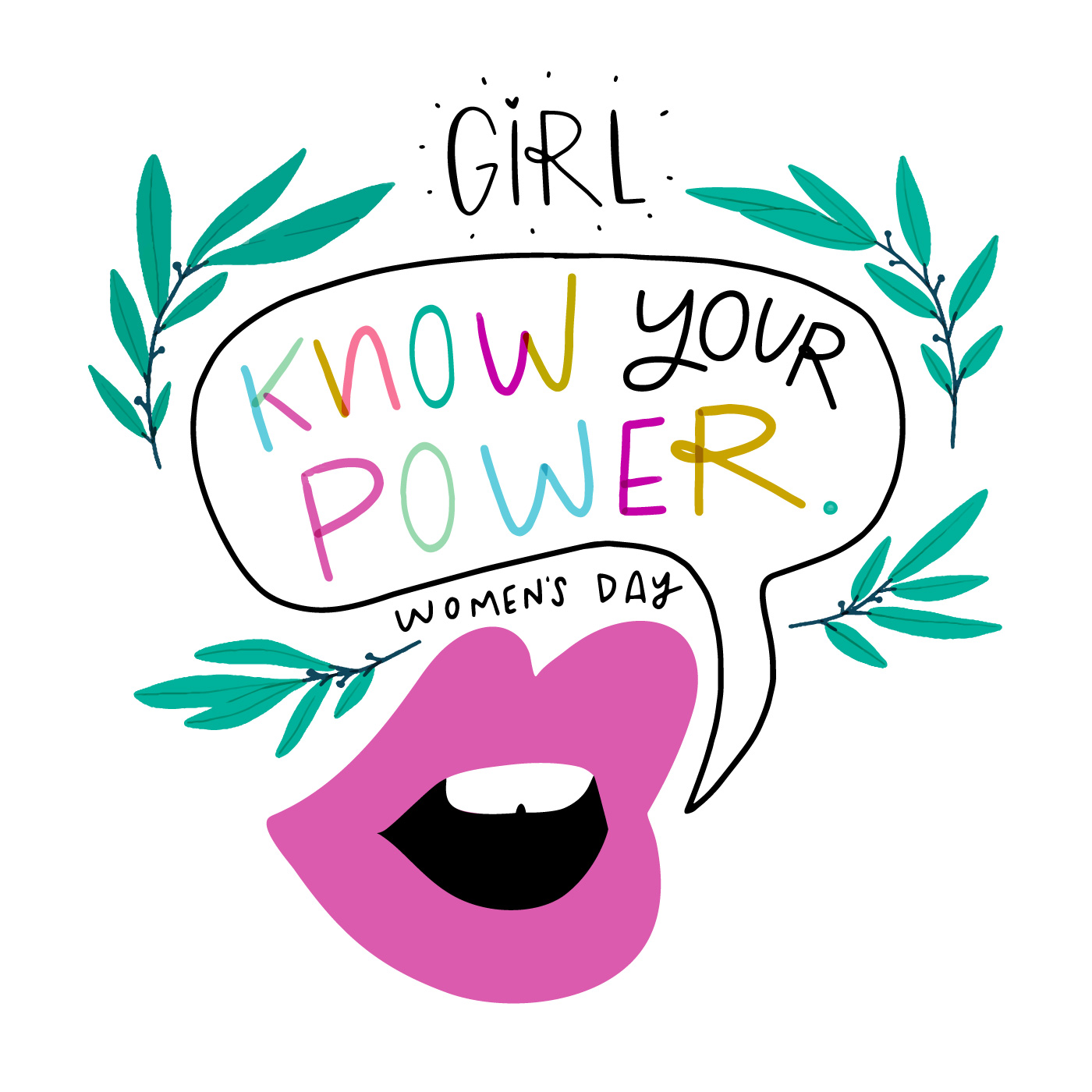1400x1400 Cute Woman Lips, Speech Bubble About Women's Day