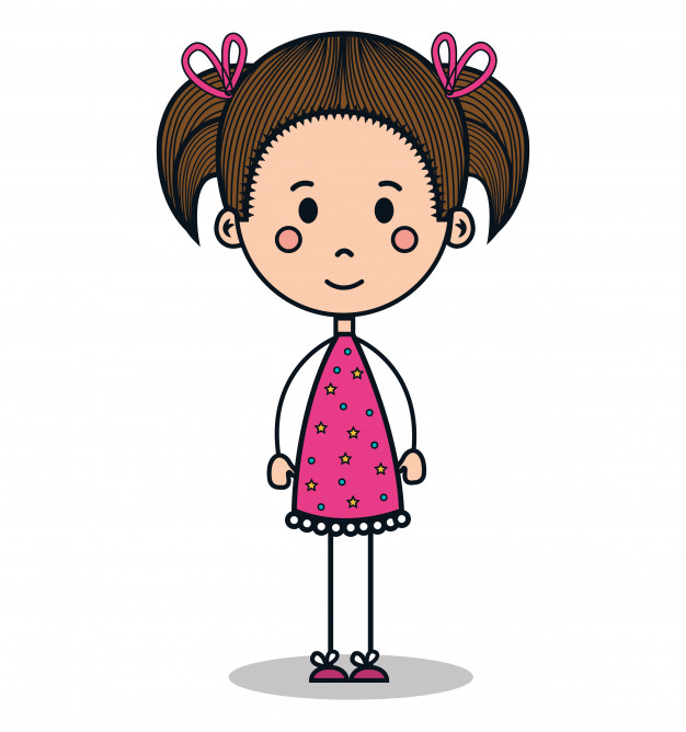 626x668 Cute Little Girl Drawing Vector Illustration Design Vector