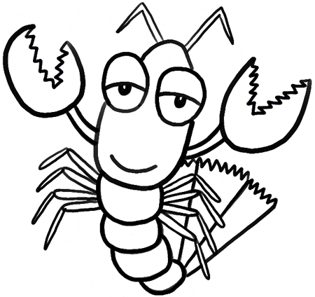 450x424 How To Draw Cartoon Lobsters With Easy Step