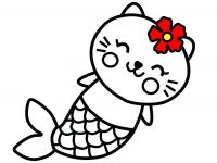 200x150 How To Draw And Color A Cute Mermaid Cat Coloring Pages Bodraw