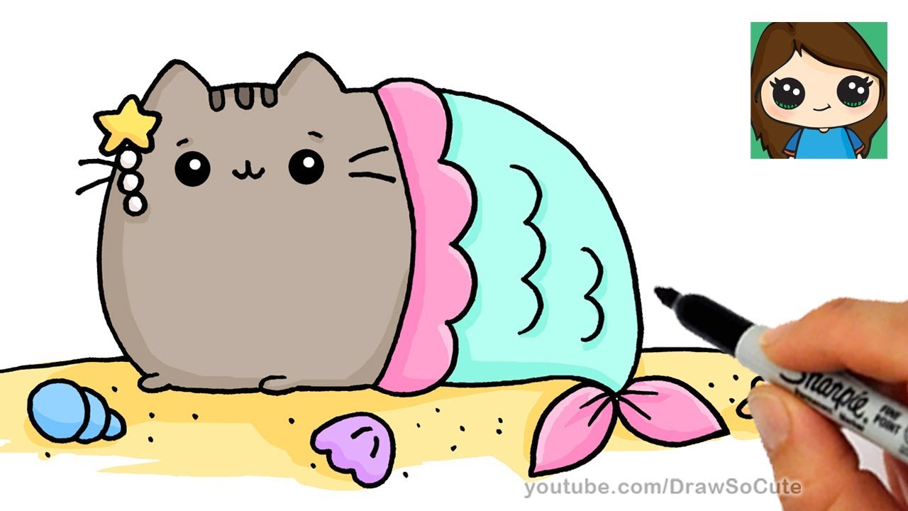 1280x720 How To Draw A Mermaid Pusheen Easy