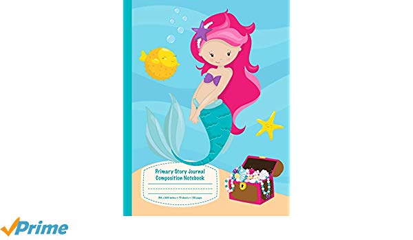 600x350 Mermaid Treasures Story Journal Composition Notebook Cute Mermaid