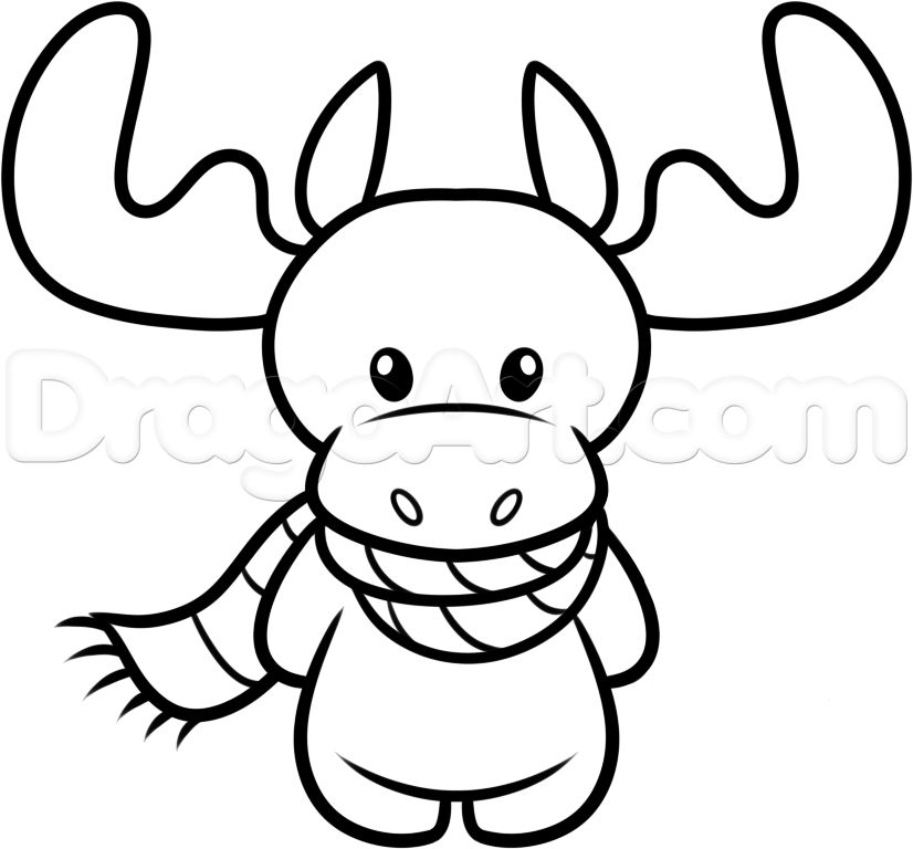 826x768 Moose Drawing Cute Baby For Free Download