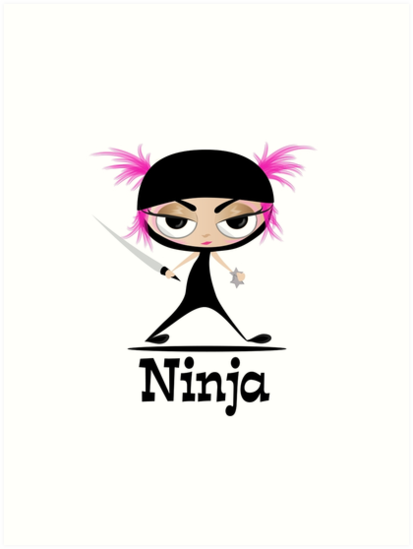 413x549 Cute Ninja Girl Vector Art Art Prints