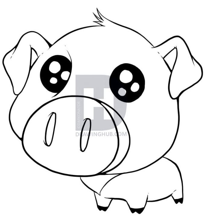 680x720 How To Draw A Cute Pig, Step