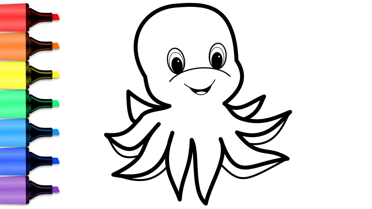 1280x720 Cute Octopus Coloring And Drawing For Kids, Toddlers Melly Toys