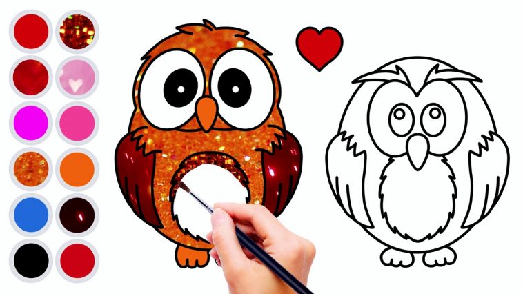 758x426 How To Draw Cute Owls And Coloring With Glitter Video Drawing
