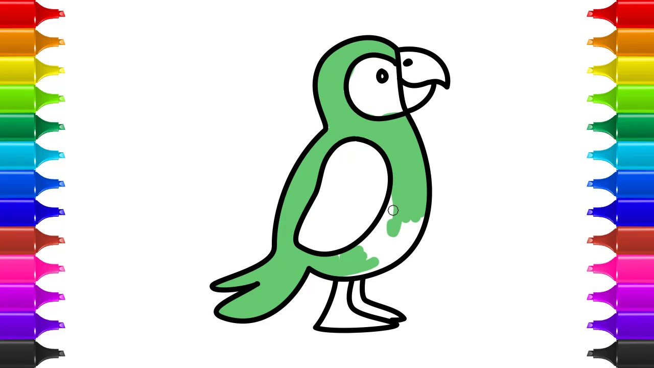 1280x720 Cute Parrot Drawing Coloring For Toddles Fun Drawing For Kids