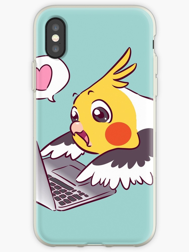 750x1000 Nerdy Cockatiel Cute Drawing Macbook Bird Parrot Iphone Cases