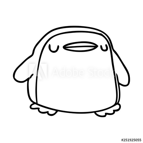 500x500 Line Drawing Kawaii Of A Cute Penguin