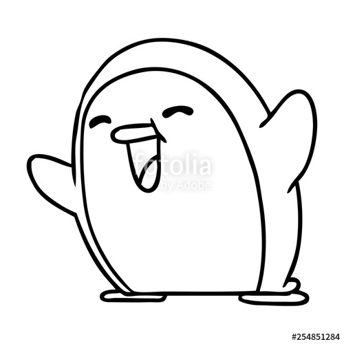 500x500 Line Drawing Kawaii Of A Cute Penguin Stock Image And Royalty