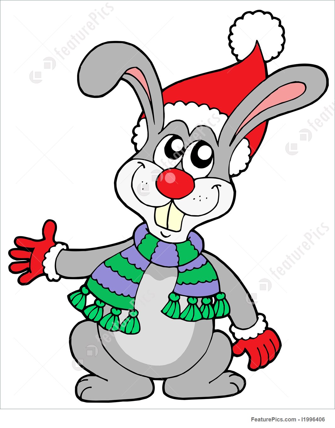 1064x1360 Cute Rabbit In Christmas Hat Illustration