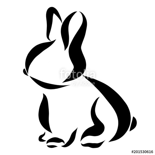 500x500 Little Cute Rabbit, Drawing Smooth Lines Stock Photo And Royalty