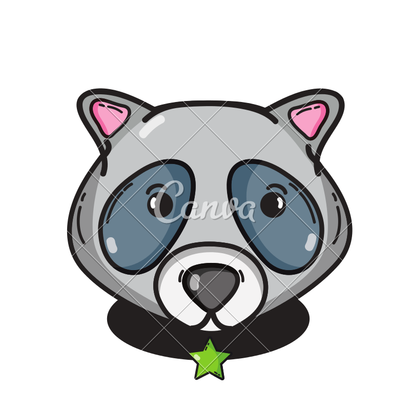 800x800 Cute Raccoon Head Animal And Belt With Star Emblem