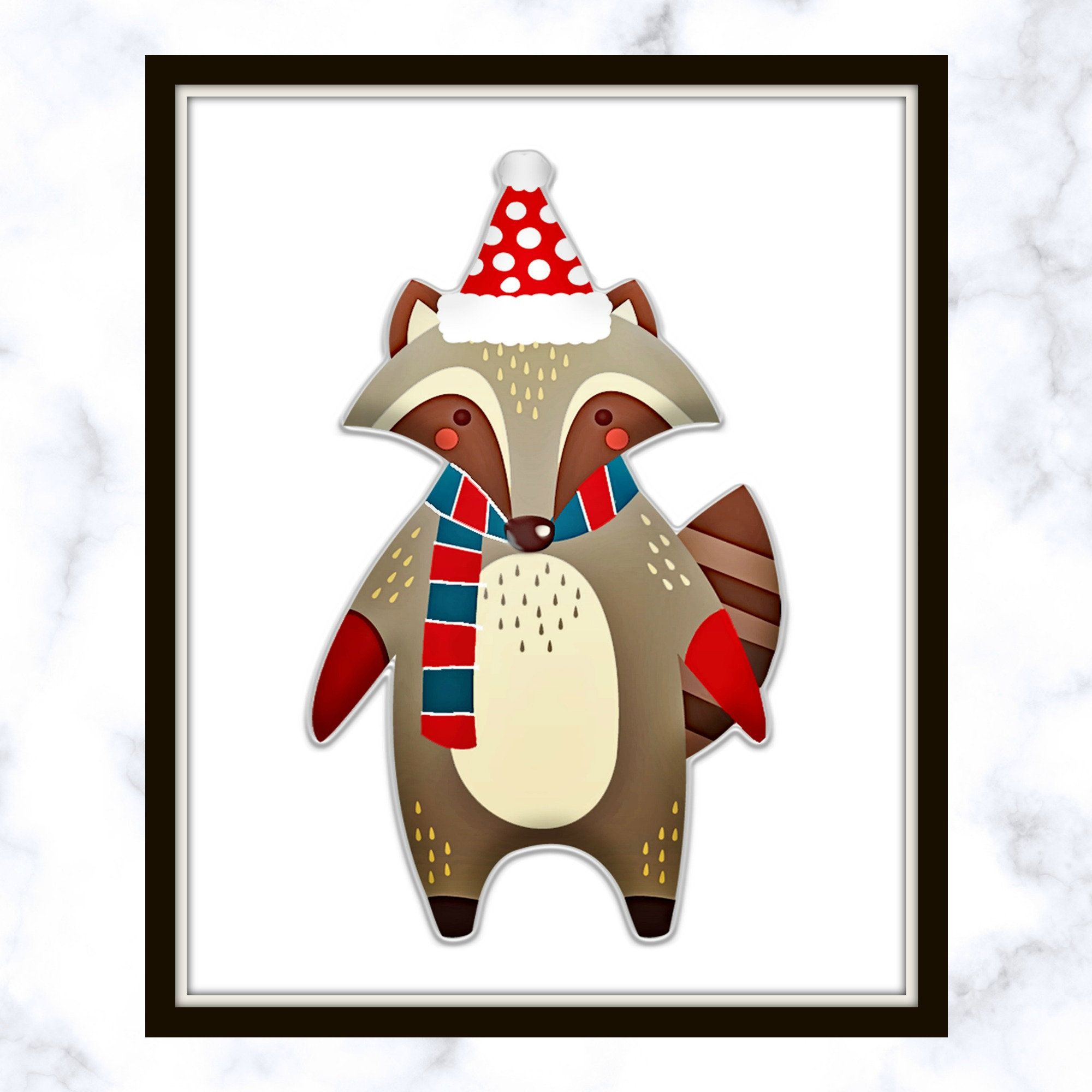 2000x2000 Cute Christmas Printable, Cute Raccoon Printable, Raccoon