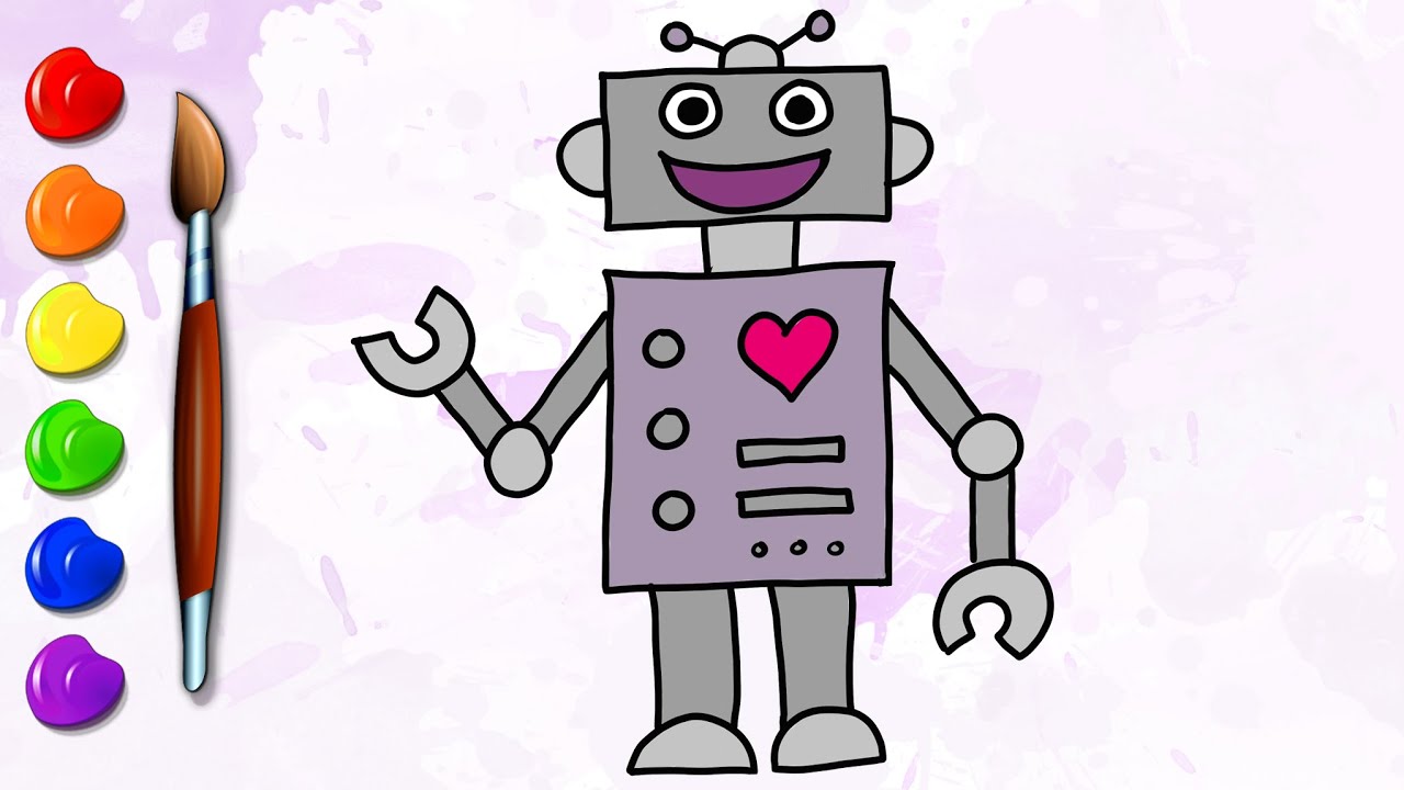 1280x720 How To Draw A Cute Robot For Kids Coloring Pages Color Time