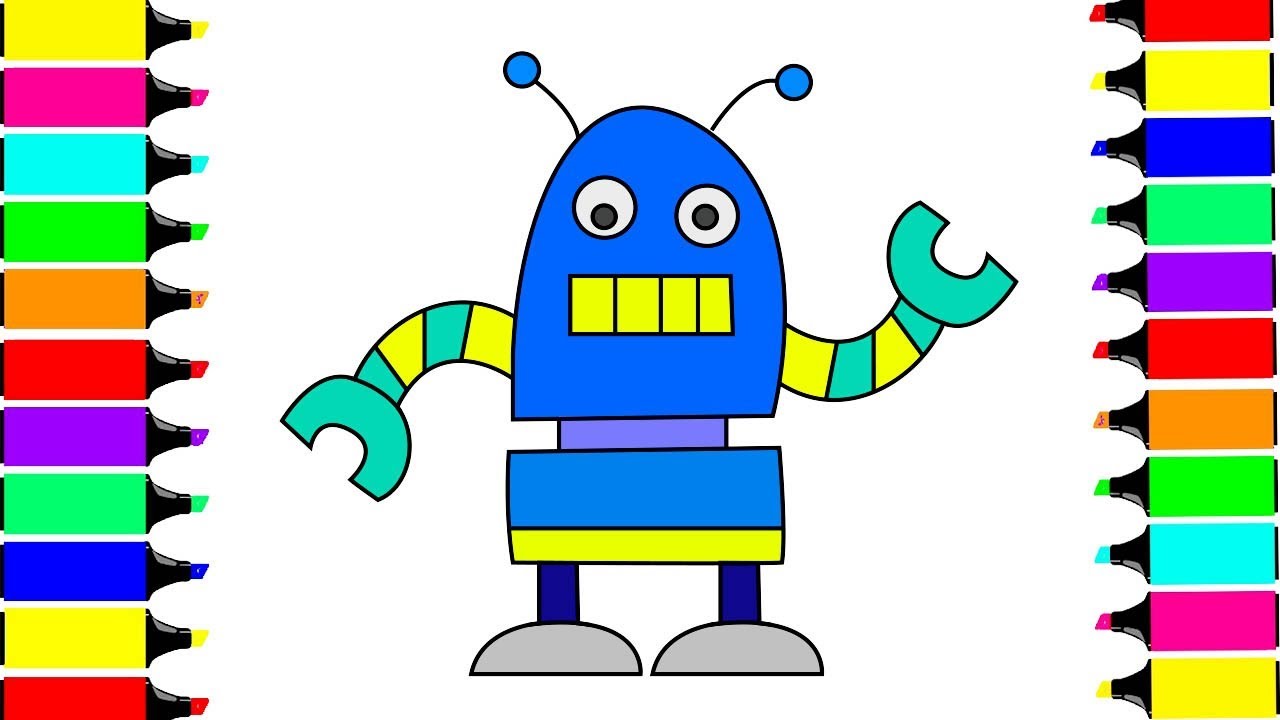 1280x720 Cute Robot Coloring And Drawing For Kids, Robot Coloring Pages