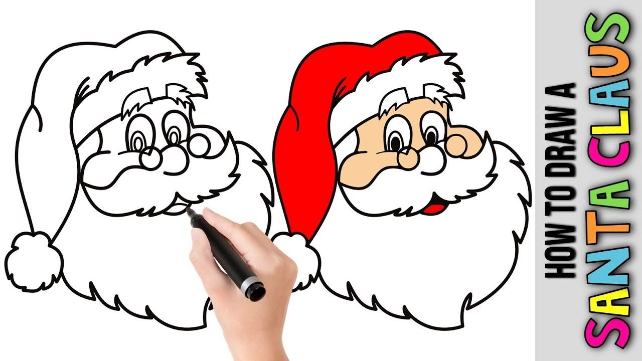 1280x720 How To Draw A Santa Claus Cute Easy Drawings Tutorial