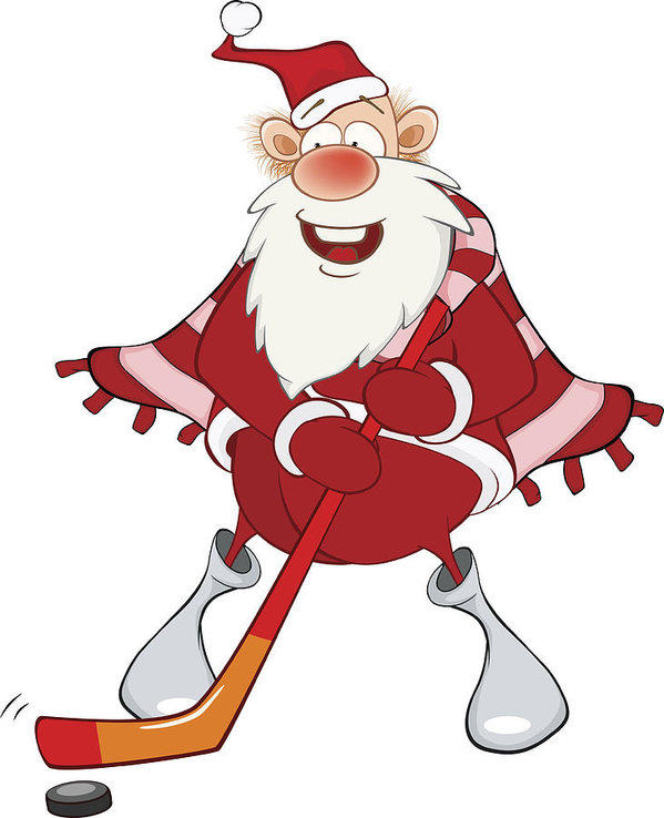 599x738 Illustration Of Cute Santa Claus Ice Hockey Forward Cartoon Art