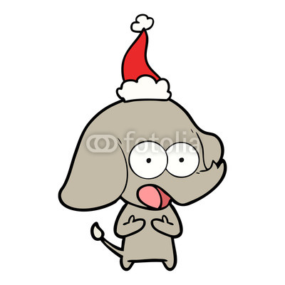 400x400 Cute Line Drawing Of A Elephant Wearing Santa Hat Buy Photos