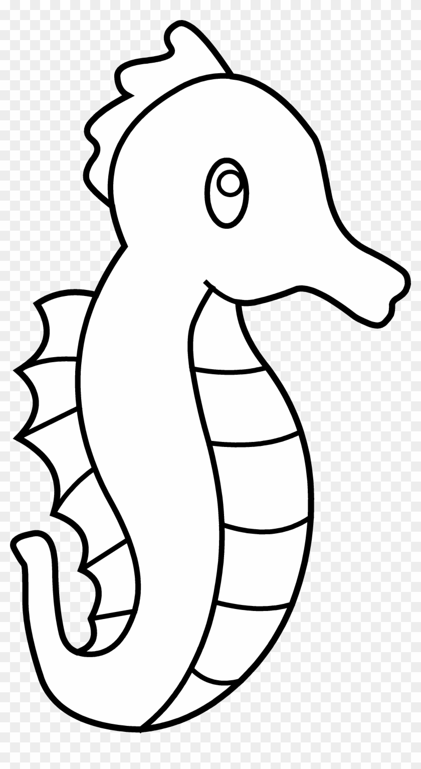 840x1533 Cute Seahorse Line Art