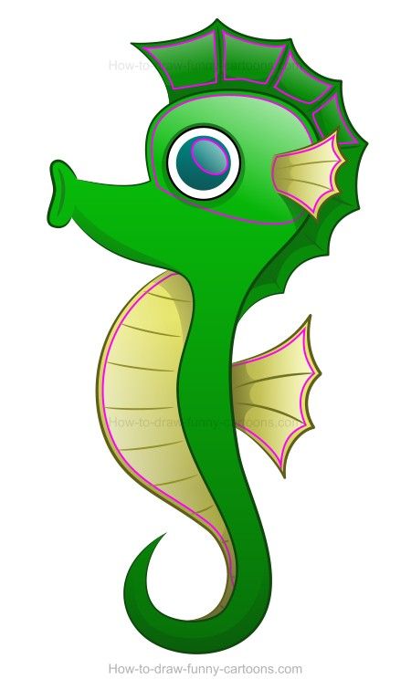 450x756 How To Draw A Cartoon Seahorse In Summer Seahorse Cartoon