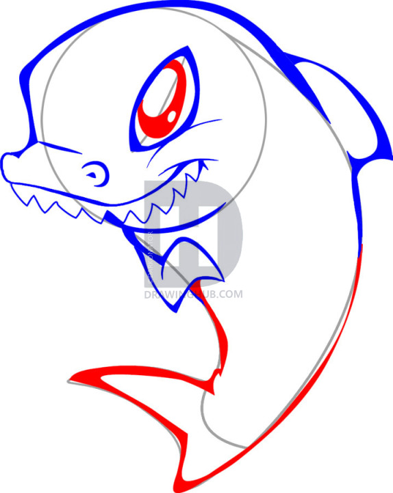 574x720 How To Draw A Cute Shark, Step