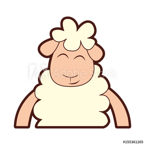 500x500 Cute Sheep Drawing Character Vector Illustration Design