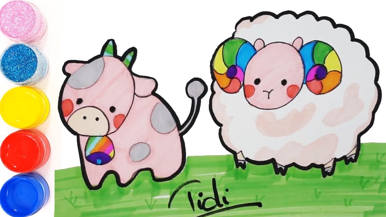 1280x720 Coloring Cute Sheep Painting For Toddlers And Drawing For Kids