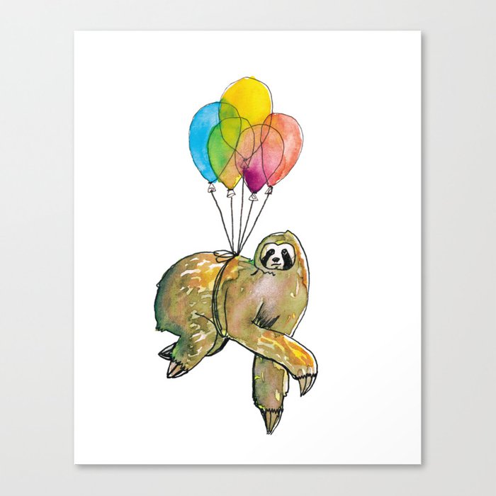 700x700 Cute Sloth In Balloons Canvas Print